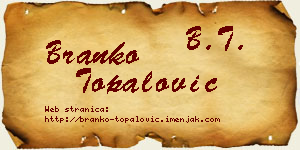 Branko Topalović vizit kartica
